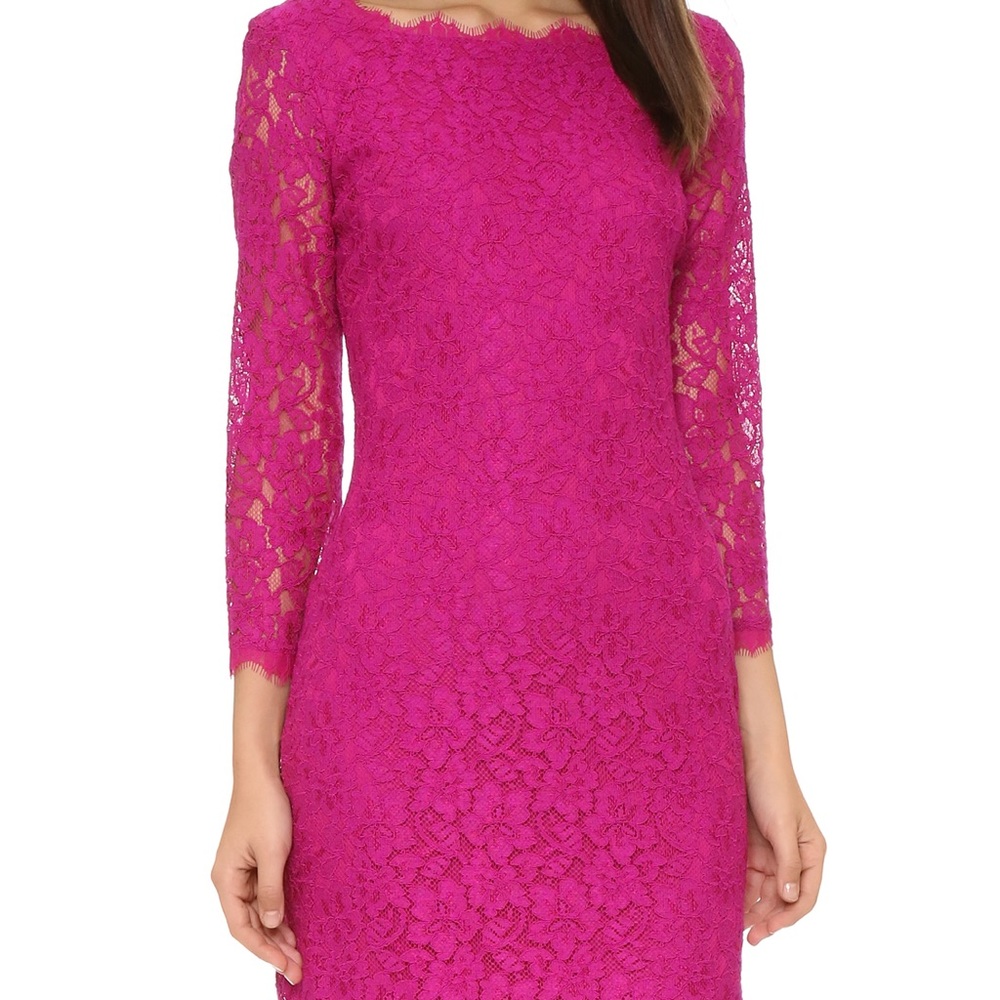 Diane Von Furstenberg hot pink lace dress